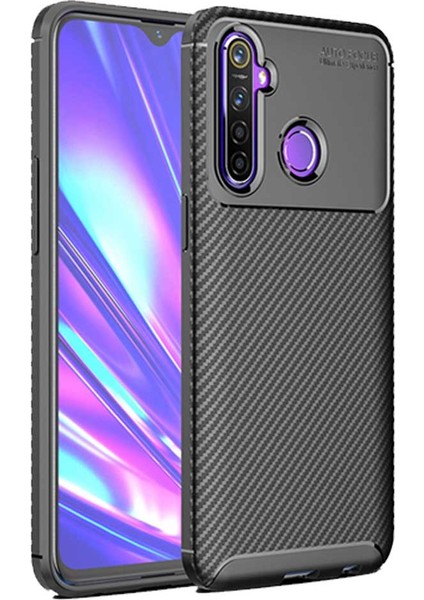 Realme 5 Pro Karbon Desenli Negro Silikon Kılıf