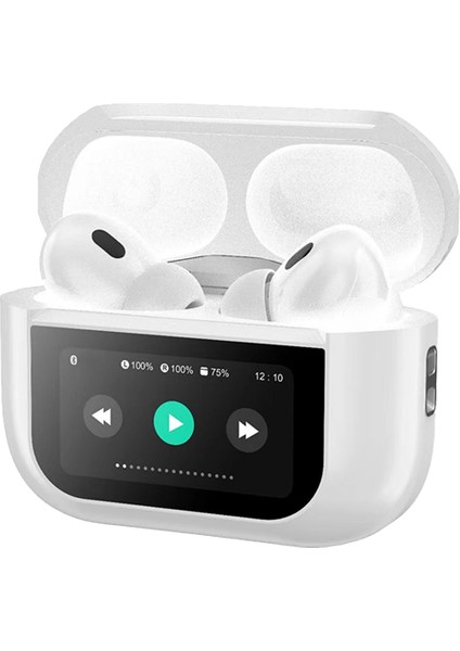 Dokunmatik LED Ekranlı Bluetooth Kulaklık Touch Screen Beyaz Renk Bluetooth Kulaklık