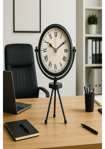 Ev Ofis Siyah Tripod Masa Saati