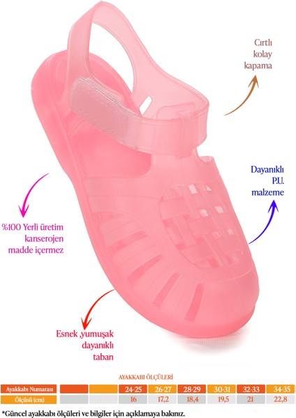 Fina Günlük Deniz Havuz Plaj Kız Çocuk Sandalet Ayakkabı fiyatları