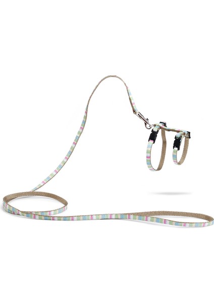 Yavru Kedi Göğüs Tasması ve Gezdirme Kayışı, 120CM, Yeşil, 15-33CM