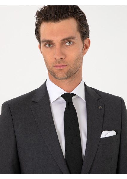 Erkek Füme Slim Fit %100 Yün Klasik Takım Elbise 50304078-VR058
