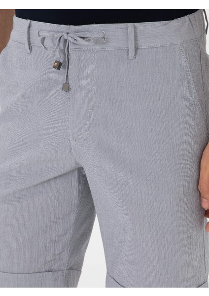 Erkek Açık Mavi Regular Fit Pamuk Karışımlı Beli Bağcıklı Bermuda Şort 50305669-VR003