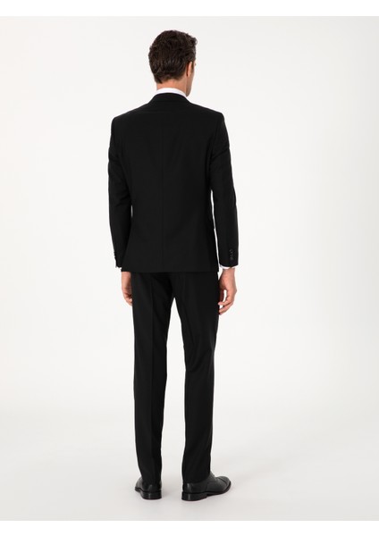 Erkek Siyah Slim Fit %100 Yün Klasik Takım Elbise 50304078-VR046