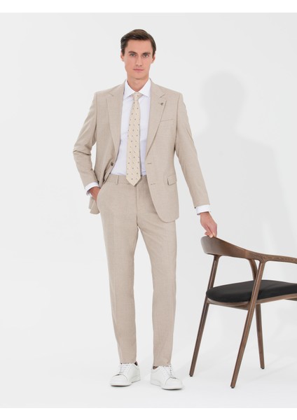 Erkek Bej Slim Fit Takım Elbise 50269373-VR011