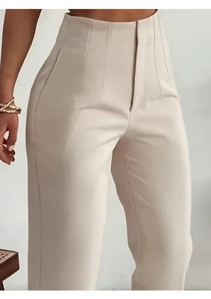 Kadın Yüksek Bel Önden Fermuarlı Ithal Krep Pantolon fiyatları