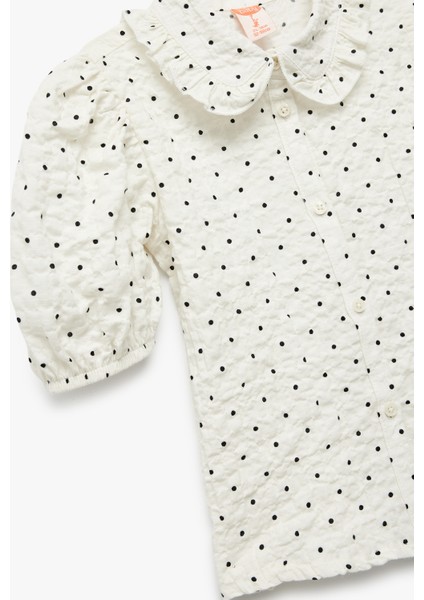 Bebe Yaka Dokulu Rahat Kesim Kısa Kollu Pamuklu Puantiyeli Balon Kollu Gömlek modelleri