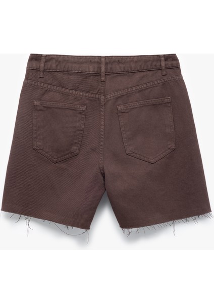 Pamuklu Kesik Paça Asimetrik Düğmeli Mini Şort fiyatları