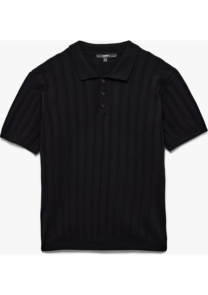 Viskon Polo Yaka Kısa Kollu Triko Kazak