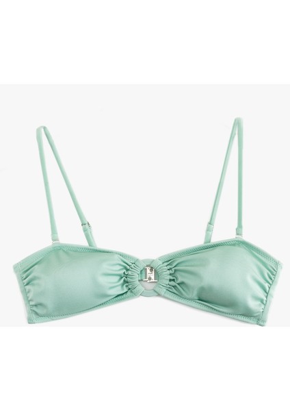 Çıkarılabilir Askılı Aksesuar Detaylı Straplez Bikini Üstü