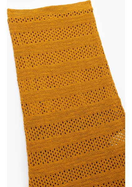 Püsküllü Beli Lastikli Kroşe Midi Etek modelleri