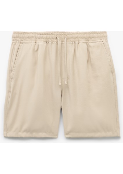Viskon Cep Detaylı Rayon Beli Bağcıklı Bermuda Chino Şort