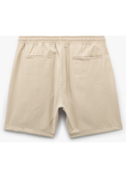 Viskon Cep Detaylı Rayon Beli Bağcıklı Bermuda Chino Şort