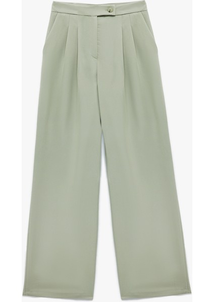 Rahat Kesim Cepli Pile Detaylı Modal Kumaş Karışımlı Palazzo Pantolon