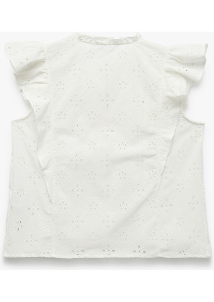 x Melis Ağazat - Kolsuz Brodeli Fiyonk Detaylı Fisto Fırfırlı Bluz fiyatları