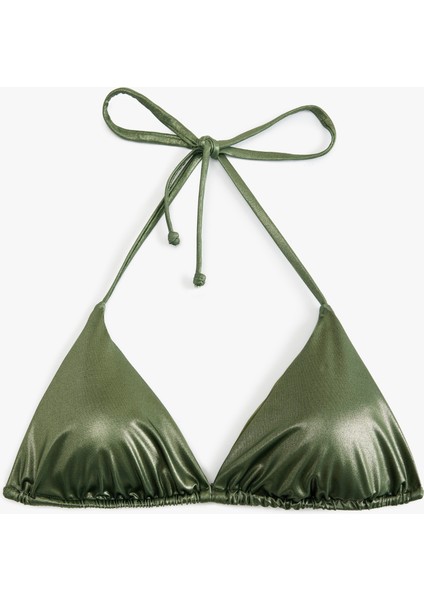 Ince Askılı Parlak Üçgen Bikini Üstü
