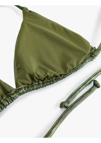 Ince Askılı Parlak Üçgen Bikini Üstü