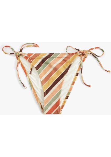 Biyeli Yanları Ipli Desenli Bikini Altı