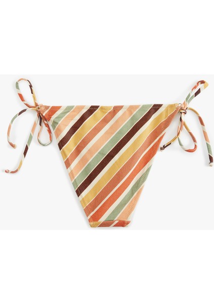 Biyeli Yanları Ipli Desenli Bikini Altı