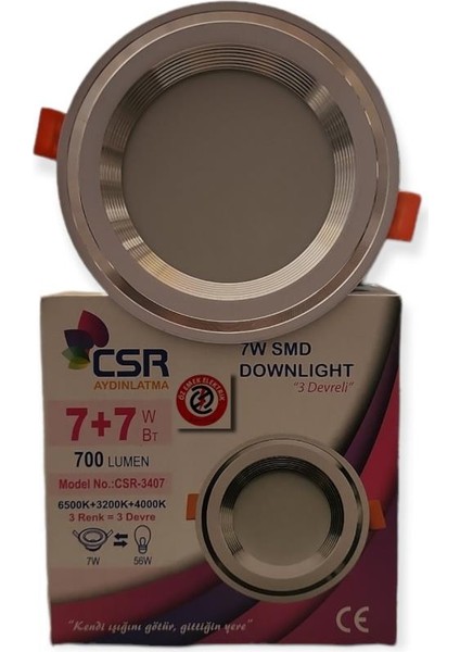 Tek Spot 3 Renk 7 Watt Armatür 220V Krom