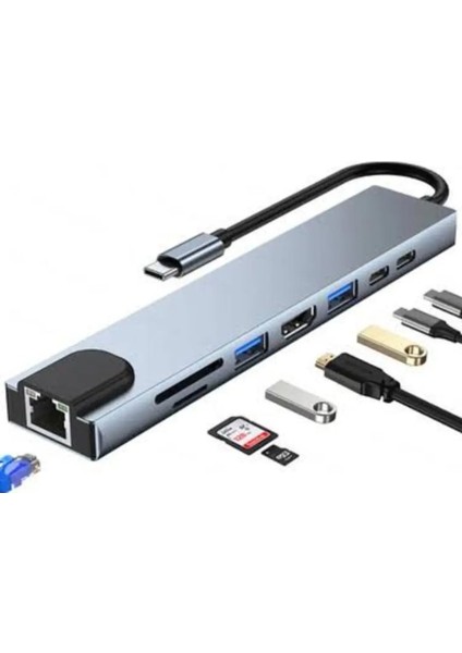 Data Star Datastar Type-C To 8 Port Connector Çoklayıcı