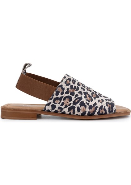 Kadın Hakiki Deri Leopar Düz Sandalet 838 16235 Bn Sndlt Y25 Leopar
