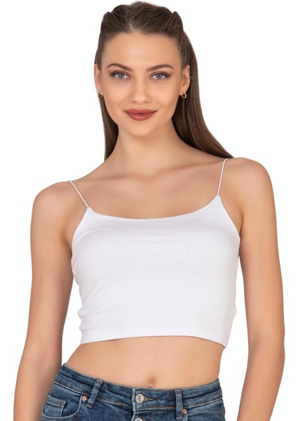 Özkan 27370 Kadın Modal Pamuklu Likralı Esnek Rahat Vücuda Oturan Spagetti Askılı Örme Crop Atlet indirimleri