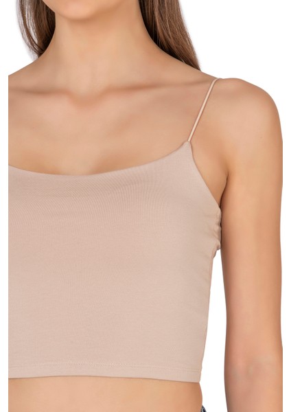 Özkan 27370 Kadın Modal Pamuklu Likralı Esnek Rahat Vücuda Oturan Spagetti Askılı Örme Crop Atlet indirimleri