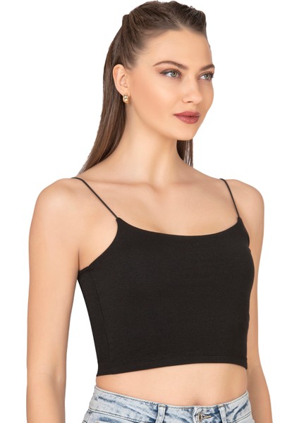 Özkan 27370 Kadın Modal Pamuklu Likralı Esnek Rahat Vücuda Oturan Spagetti Askılı Örme Crop Atlet fırsatları