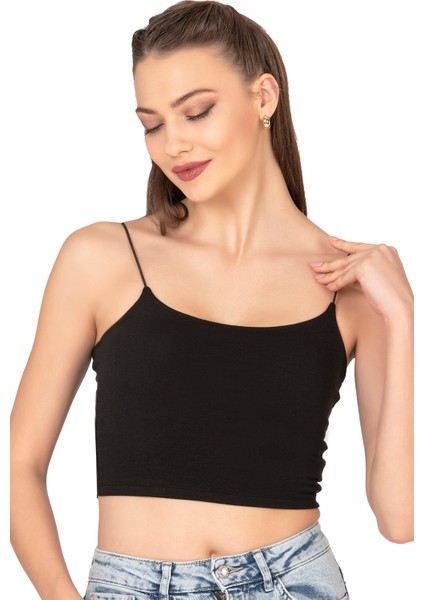 Özkan 27370 Kadın Modal Pamuklu Likralı Esnek Rahat Vücuda Oturan Spagetti Askılı Örme Crop Atlet indirimleri