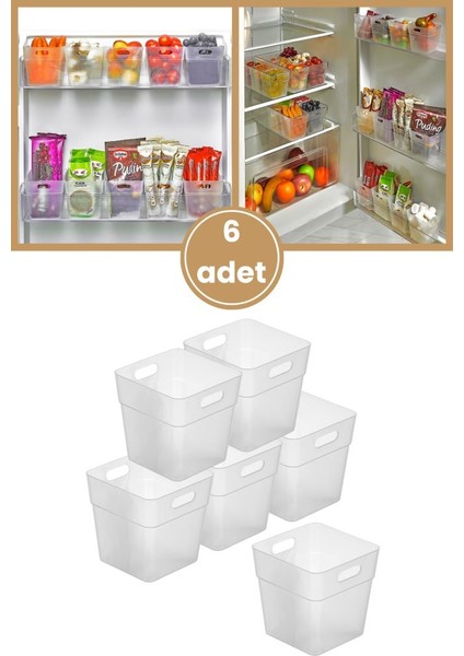 6 Adet Buzdolabı Kapak Raf Düzenleyici, Mutfak Banyo Çekmece Içi Mini Organizer Kutu 6’lu Set