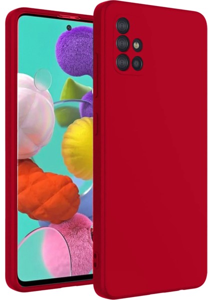 Samsung Galaxy A31 Kılıf Nano Içi Kadife Silikon - Kırmızı Nrmsa