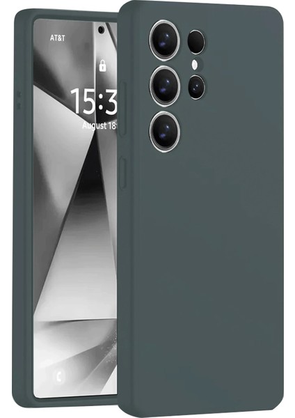 Samsung Galaxy S25 Ultra Kılıf Nano Içi Kadife Silikon - Koyu Yeşil Ynsmr