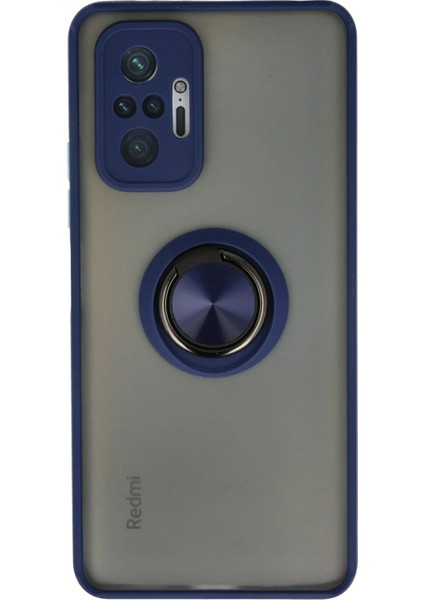 Xiaomi Redmi Note 10 Pro Kılıf Montreal Yüzüklü Silikon Kapak - Lacivert Nrmsa