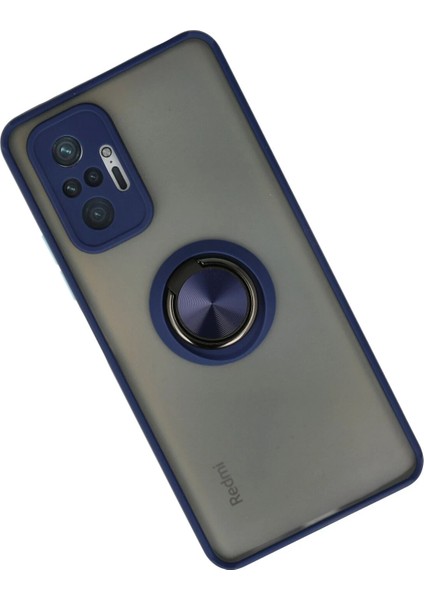 Xiaomi Redmi Note 10 Pro Kılıf Montreal Yüzüklü Silikon Kapak - Lacivert Nrmsa
