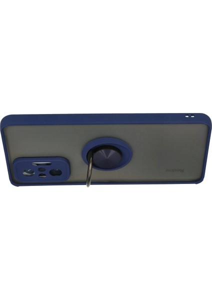 Xiaomi Redmi Note 10 Pro Kılıf Montreal Yüzüklü Silikon Kapak - Lacivert Nrmsa