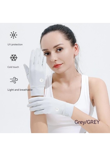 Yaz Buz Ipek Güneş Koruyucu Eldivenleri Bayanlar Açık Havada Sürüş Nefes Alabilir Tam Parmak Kaymaz Uv Dokunmatik Ekran Sürüş Eldivenleri (Yurt Dışından)