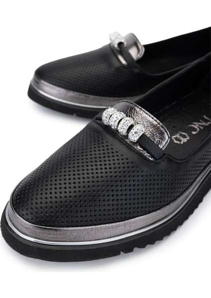 Kadın Hakiki Deri Siyah Comfort Ayakkabı 766 2030 Bn Ayk Y25 Sıyah/antrasıt modelleri