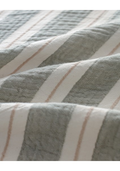 Cherina Müslin %100 Pamuk Çift Kişilik Lastikli Pike Takımı - Ekru/Haki indirimleri