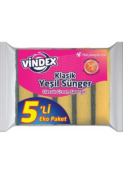 Klasik Yeşil Sünger Düz 5li 1011108