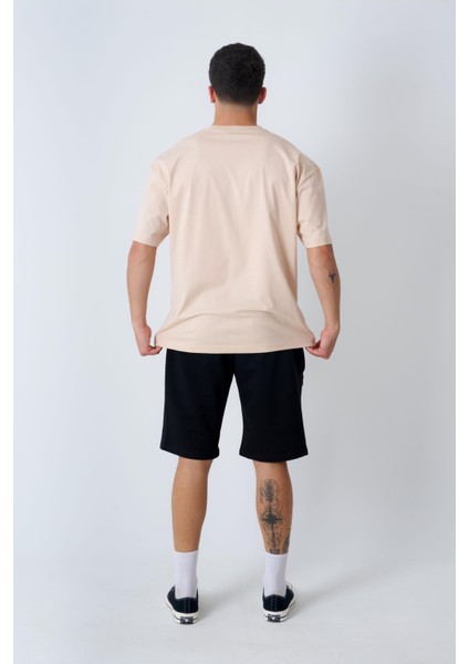 Bisiklet Yaka Oversize T-Shirt Bej modelleri
