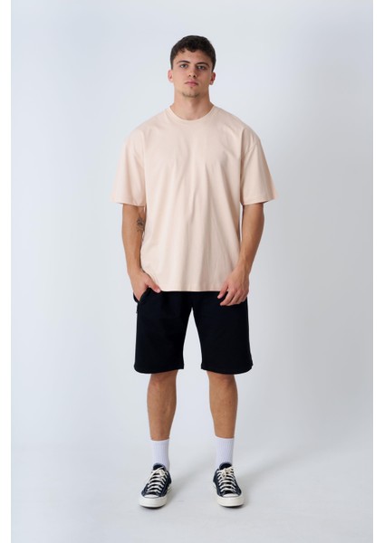 Bisiklet Yaka Oversize T-Shirt Bej fırsatları