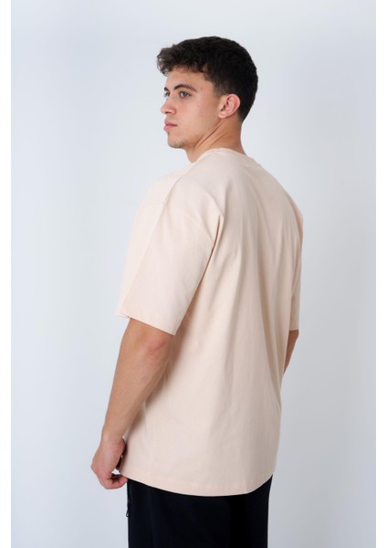 Bisiklet Yaka Oversize T-Shirt Bej indirimleri