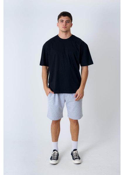 Bisiklet Yaka Oversize T-Shirt Siyah