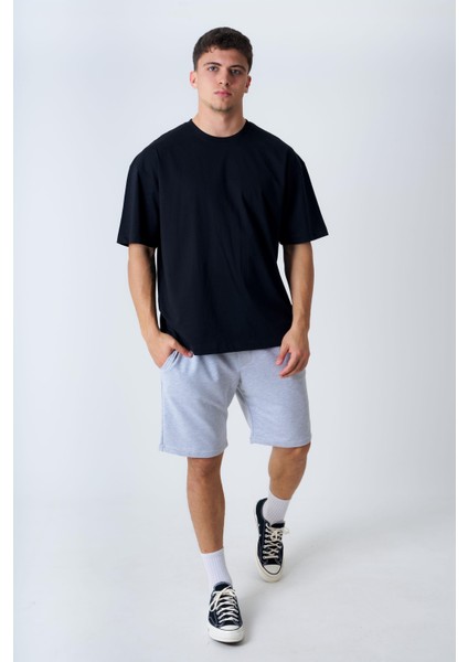 Bisiklet Yaka Oversize T-Shirt Siyah modelleri
