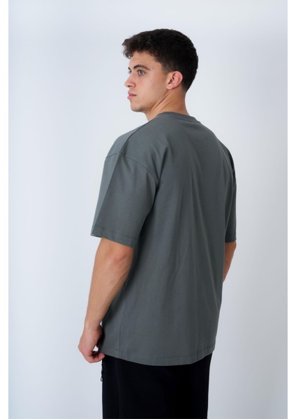 Bisiklet Yaka Oversize T-Shirt Füme