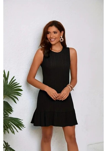 Kadın Askılı Bisiklet Yaka Fırfırlı Kısa Marta Elbise modelleri