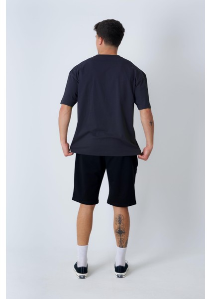 Bisiklet Yaka Oversize T-Shirt Lacivert