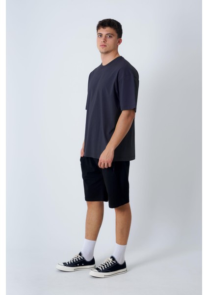Bisiklet Yaka Oversize T-Shirt Lacivert