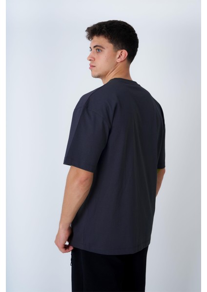 Bisiklet Yaka Oversize T-Shirt Lacivert